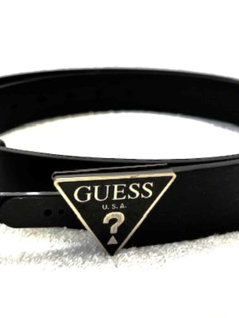 Guess USA matte black belt with triangular logo buckle NWT Men's Size L (38-40)
